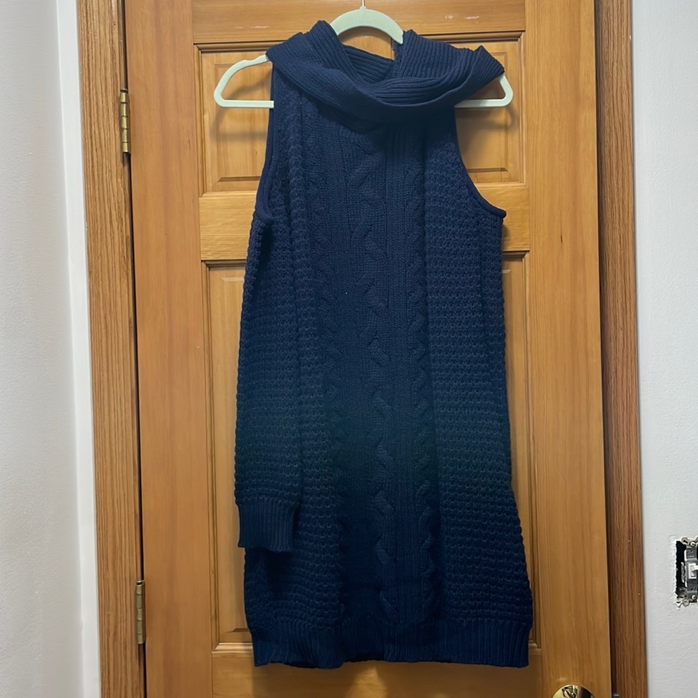 Blue Cold Shoulder Sweater Dress